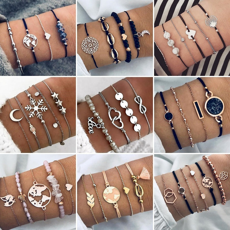 Bohème Bracelets & Bracelets ensemble Vintage perle Boho Bracelet à breloques pour femmes Bijoux accessoires Pulseras Mujer Bijoux Femme