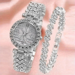 Diamond-embedded Starry Sky Flower Disk Bracelet Watch Women's Suit - MBC