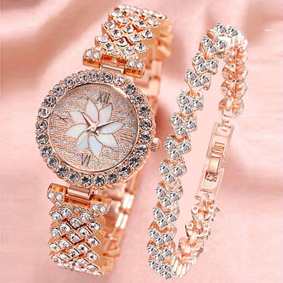 Diamond-embedded Starry Sky Flower Disk Bracelet Watch Women's Suit - MBC